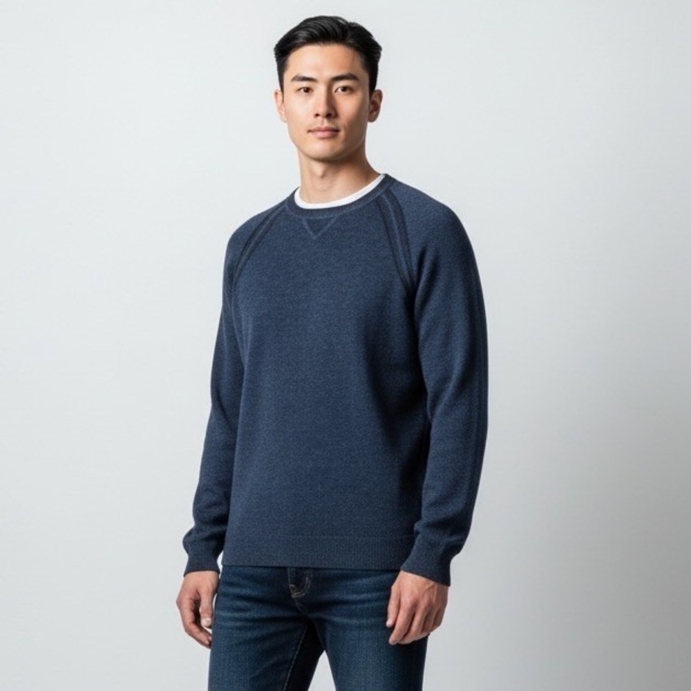 Tommy Bahama Men's Reversible Cashmere Blend Crew Sweater - Ocean Deep M‎